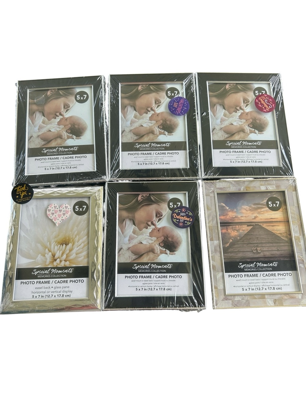 Special Moments Silver and Black 5x7 Photo Frame Set - Pack of 6
